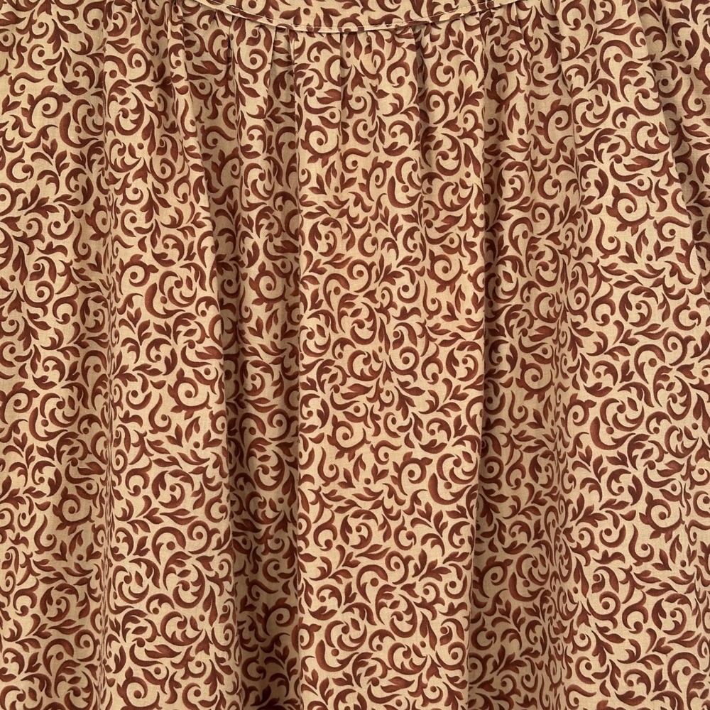 Handmade Brown Scroll Print Tiered Maxi Skirt Ruffle Hem L Cottagecore Costume - Picture 3 of 10